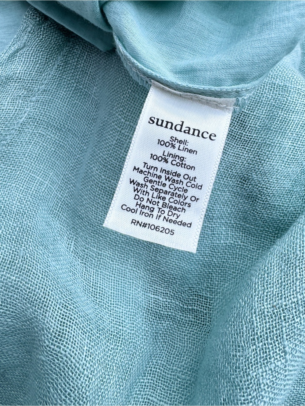 Sundance Seafoam Blue Linen Wrap Front Babydoll Mini Dress - L - Picture 6 of 7